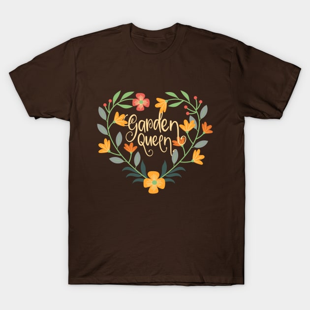 Garden Queen, cute female amateur gardener, flower gardening T-Shirt by emmjott